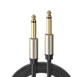 cable de audio mono 6.35mm (1/4") macho a 6.35mm (1/4") macho / 10 metros / núcleo de cobre / blindaje interno / nylon trenzado / color negro