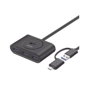 hub usb a y c 3.0 4 en 1 | con conector usb c y usb a | 4 puertos usb a 3.0 (5gbps) | cable de 25cm | indicador led | ideal para transferencia de datos | entrada micro usb para alimentar equipos de mayor consumo.