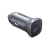 cargador de auto 30w | 2 puertos usb a y usb c | carga rápida | compatible con vehículos de 12 y 24 vcd | pd3.0, qc4.0, scp, pps | indicador led | diseño compacto | chip inteligente | caja de aluminio.