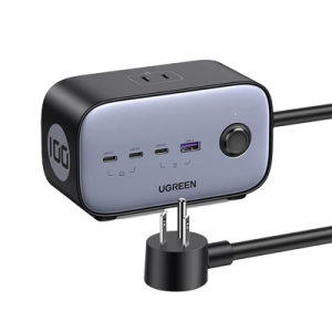 cargador de escritorio y tomacorriente múltiple | 3 puertos usb c | 1 puertos usb a | 3 tomacorriente de ca | tecnología gan ii | 1 usb 100w pd | carga rápida | diseño innovador en forma de cubo | interruptor de apagado.