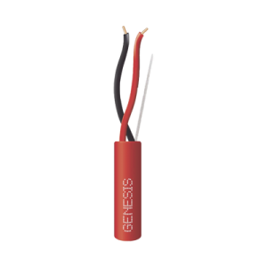 bobina de 152 metros de alambre / 2 x 18 awg / riser / resistente al fuego / color rojo / tipo fplr cl3r c(ul) ft4 / para sistemas contra incendio o sistemas de evacuación