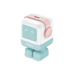 cargador mini ganrobot 30w serie uno | 1 usb c de carga rápida | tecnología gan ii | multiprotocolo pd/qc/scp/fca | carga inteligente | pantalla led | zapato magnético extraíble | thermal guard | color pink blue