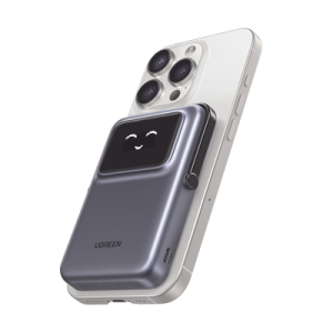 power bank serie uno inalambrico | 10000mah | 7.5w/20w | con emojis de estado | carga rápida usb c bidireccional | pantalla tft inteligente | con holder | color grey.