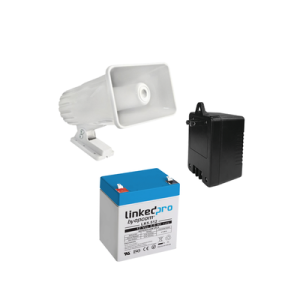 kit de accesorios con bateria 5.5 ah, transformador 16.5vca y sirena de 30 watts