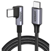 cable usb c a usb c | 1 metro | conector con Ángulo recto de 90° | carga rápida de hasta 60w | 480 mbps | pd3.0 | qc4.0/3.0/2.0 | fpc | afc | protección integrada| caja de aluminio | nylon trenzado | color negro.