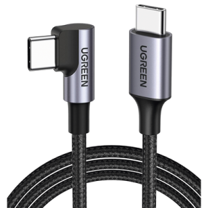 cable usb c a usb c | 1 metro | conector con Ángulo recto de 90° | carga rápida de hasta 60w | 480 mbps | pd3.0 | qc4.0/3.0/2.0 | fpc | afc | protección integrada| caja de aluminio | nylon trenzado | color negro.