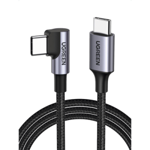 cable usb c a usb c | 2 metros | conector con Ángulo recto de 90° | carga rápida de hasta 60w | 480 mbps | pd3.0 | qc4.0/3.0/2.0 | fpc | afc | protección integrada| caja de aluminio | nylon trenzado | color negro