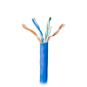 bobina de 305 metros cable par trenzado nivel 5 (cat 5e) / cmr / color azul / 4 pares de conductores sólidos de cobre awg 24 / para aplicaciones de cctv, redes de datos, ip megapixel, control rs485
