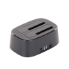 base usb 3.0 para disco duro de doble bahía | soporta discos sata de 2.5' & 3.5´ | soporta discos de 12tb | compatible con uasp, sata 3.0 | con adaptador de corriente 12v3a | cable usb 1m | alta velocidad | modo clonación.