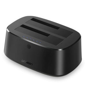 base usb 3.0 para disco duro de doble bahía | soporta discos sata de 2.5' & 3.5´ | soporta discos de 12tb | compatible con uasp, sata 3.0 | con adaptador de corriente 12v3a | cable usb 1m | alta velocidad | modo clonación.