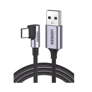 cable usb a a usb c | 1 metro | conector con Ángulo recto de 90° | carga rápida de hasta 60w | 480 mbps | pd3.0 | qc4.0/3.0/2.0 | fpc | afc | protección integrada| caja de aluminio | nylon trenzado | color negro