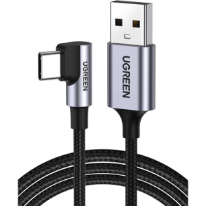cable usb a a usb c | 2 metros | conector con Ángulo recto de 90° | carga rápida de hasta 60w | 480 mbps | pd3.0 | qc /3.0/2.0 | fpc | afc | protección integrada| caja de aluminio | nylon trenzado | color negro.
