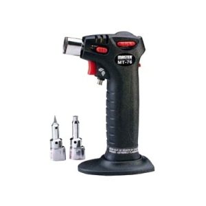 antorcha master mt 76 de gas butano, auto ignicion, flama ajustable e incluye dos accesorios para uso de cautin.