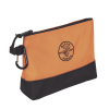 kit 5 bolsos ultra resistentes para herramientas con base y cierre zipper, colores: gris claro, amarillo, naranja, azul, gris oscuro. todos con mosquetones de aluminio.