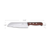 cuchillo santoku wood de 17 cm, filo con alvéolos estilo japonés.