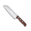 cuchillo santoku wood de 17 cm, filo con alvéolos estilo japonés.