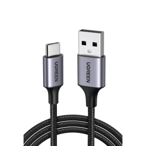 cable usb a a usb c | 1 metro | transferencia de datos de 480 mbps | carga rápida | qc 4.0/3.0/2.0 | fpc | afc | protección integrada | caja de aluminio | nylon trenzado | color negro.