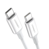 cable usb c a usb c | 1 metro | carga rápida de hasta 60w | transferencia de datos de 480 mbps | pd3.0 | qc 4.0/3.0/2.0 | fpc | afc | duradero y flexible| caja abs | cubierta de tpe | color blanco.