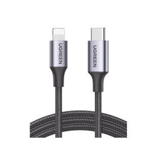 cable usb c a lightning | 1 metro | certificado mfi | carga rápida 60w | 480 mbps | conector c94 | adecuado para iphone, ipad y ipod | protección integrada | caja de aluminio | nylon trenzado | color negro.