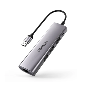 hub usb a (docking station) 5 en 1 | 3 usb a 3.0 (5gbps) | 1 rj45 (gigabit ethernet) | entrada micro usb | luz indicadora led | doble chip de Última generación | caja abs + pc | interfaz niquelada | color gris metalizado.