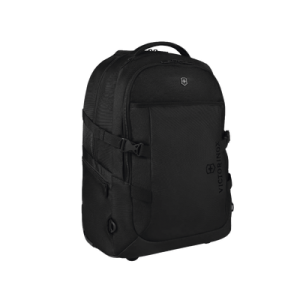 mochila vx sport evo con ruedas, mango telescópico y correas al hombro. fabricada en poliéster negro repelente al agua. backpack on wheels.