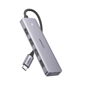 hub usb c 3.0 4 en 1 | 4 puertos usb a (5gbps) | carcasa abs + pc | soporta otg | luz indicadora led | compatible con iphone 15 pro max) | interfaz niquelada | color gris metalizado | cable de 15cm.