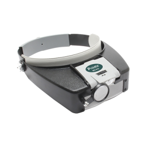 lampara led en correa frontal con lentes de aumento 1.8x, 2.6x y 5.8x.