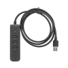 hub usb a multipuertos / 4 puertos usb 3.0 (5gbps) / cable de 1 metro / indicador led / ideal para transferencia de datos / entrada tipo c para alimentar equipos de mayor consumo como discos duros / color negro / 4 en 1.