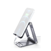 soporte para teléfono celular de aluminio | angulo ajustable | amplia compatibilidad con dispositivos de 4.7'' a 7.9'' | antideslizante | antiarañazos | plegable | color gris.