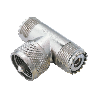adaptador en "t" amphenol, de uhf macho (pl 259) a doble uhf hembra (so 239) para wp 629, wp 639, wp 641. adaptador en "t" amphenol, de uhf macho (pl 259) a doble uhf hembra (so 239) para wp 629, wp 639, wp 641.