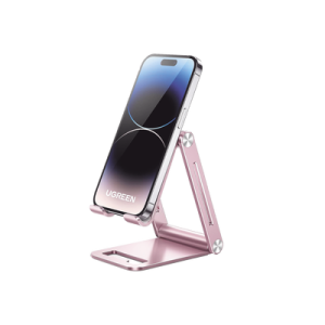 soporte para teléfono celular de aluminio / angulo ajustable / amplia compatibilidad con dispositivos de 4.7'' a 7.9'' / antideslizante / antiarañazos / plegable / color rosa