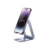 soporte para teléfono celular de aluminio / angulo ajustable / amplia compatibilidad con dispositivos de 4.7'' a 7.9'' / antideslizante / antiarañazos / plegable / color azul