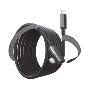 cable usb c a usb c (cable link) | 5 metros (16 pies) | transferencia de alta velocidad | carga rápida | un extremo angulado | caja de aluminio | nylon trenzado.