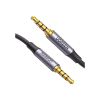 cable auxiliar de 3.5mm / cable audio estéreo / núcleo de alambre de cobre esmaltado / carcasa de aluminio azul + nylon trenzado / soporta micrófono / 5 metros