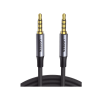 cable auxiliar de 3.5mm / cable audio estéreo / núcleo de alambre de cobre esmaltado / carcasa de aluminio azul + nylon trenzado / soporta micrófono / 5 metros