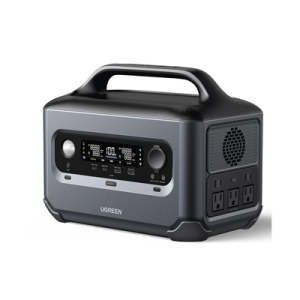 estación de energía portátil 600w (680wh) | 5 ac 600 w | 2 usb c 100w | 2 usb a 22.5 w | 1 toma de encendedor | 2 salidas cc5521 | bms | wifi | bluetooth | app | tipo lifepo4 | ciclo de vida 3000.