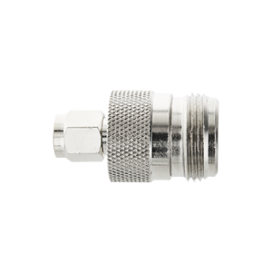 adaptador en linea de conector sma macho a n hembra.