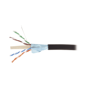bobina de cable blindado f/utp de 4 pares, para exterior con gel, cat6a (23 awg), industrial para climas extremos, enterrado directo, color negro, 305 m