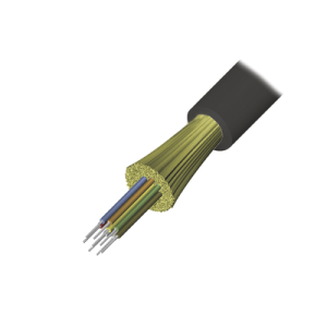 cable de fibra Óptica de 12 hilos, interior/exterior, tight buffer, no conductiva (dieléctrica), ls0h, multimodo om4 50/125 optimizada, 1 metro