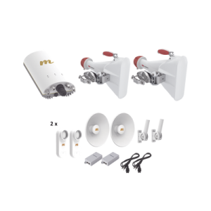 kit completo para wisp, kit de radio a5c, 2 antenas sectoriales hg3cca60 de 60º, y 2 kit c5xptpkit3, ideal para hasta 7 km, y cobertura de hasta 120º, poes, cables de alimentación y jumpers incluidos.