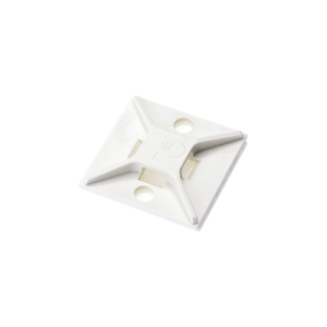 montaje sujetador para cable de 4 vías, con adhesivo, 25.4 x 25.4mm (1in x 1in), color blanco, uso en interior, 1 pieza