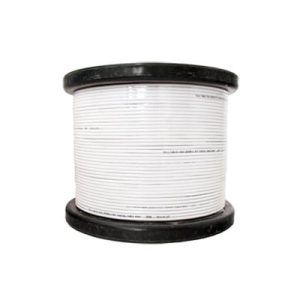 caja de cable 305 m, rg59 + 2 hilos calibre 18 color blanco.