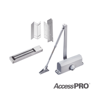kit para control de acceso incluye chapa magnética de 600lbs / montajes l y z / cierra puerta para 45 65kg.