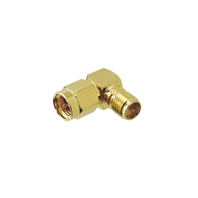 adaptador en Ángulo recto, de conector sma macho a sma hembra inverso, oro/ oro/ teflón. adaptador en Ángulo recto, de conector sma macho a sma hembra inverso, oro/ oro/ teflón.