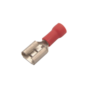 terminal tipo hembra aislada 0.250 / 22 16 awg / rojo / para baterías con teminal f1 / paquete de 25 piezas.