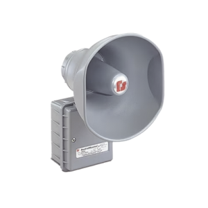 audiomaster® altavoz de bocina reentrante para megafonía y anunciamiento público, 15 w de potencia, listado contra incendios ul, color gris