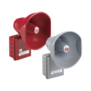 audiomaster® altavoz de bocina reentrante para megafonía y anunciamiento publico, 30w de potencia, listado contra incendios ul, color gris
