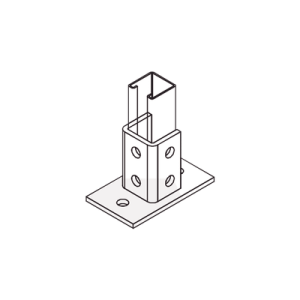 base rectangular con 2 perforaciones para perfil sencillo.