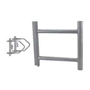 montaje de soporte lateral en forma de h para instalar antenas colineales de fibra de vidrio a una separación de 38 cm. de la torre.