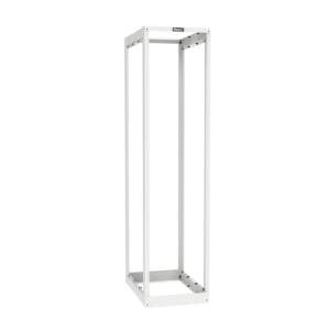 rack de cuatro postes estándar de 19", rieles roscados #12 24, profundidad ajustable de 23 a 42 in, 45 unidades de rack, color blanco